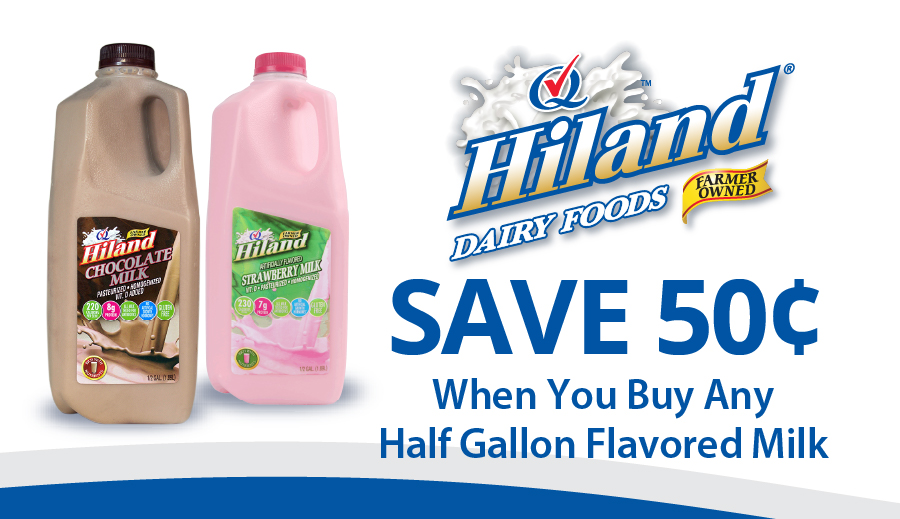 Hiland Dairy flavored milk half gallon coupon preview