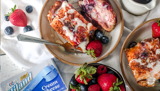 Berries and Cream Stuffed French Toast With Cream Cheese Drizzle