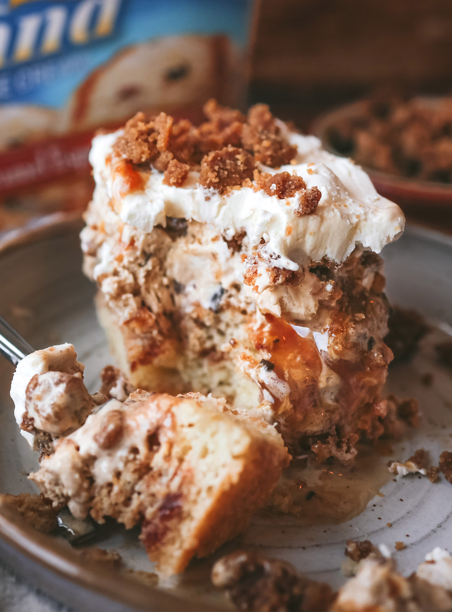 piece of Coffee Cake Ice Cream Cake on a spoon