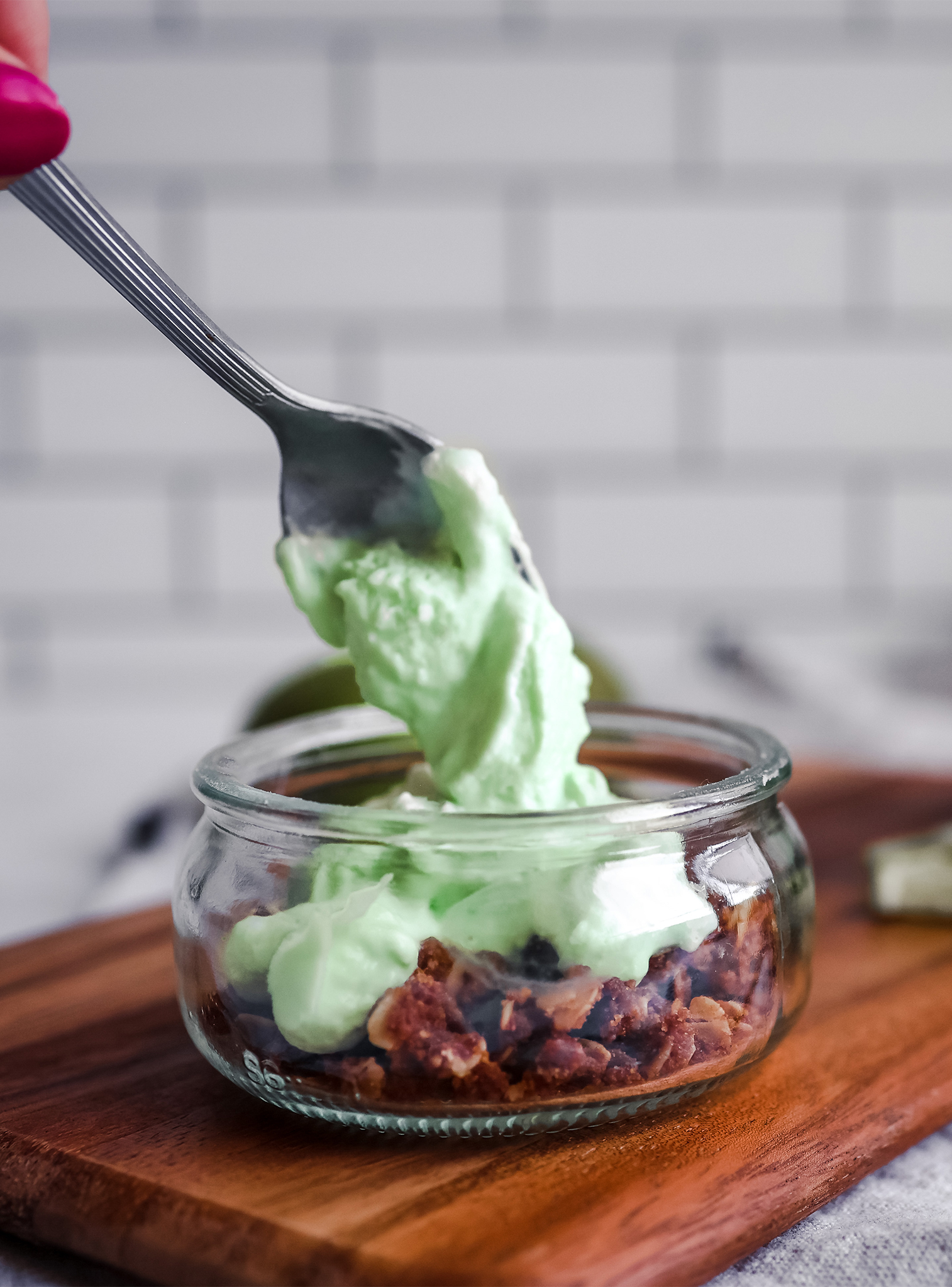 close up of Key Lime Pie Mousse Parfait