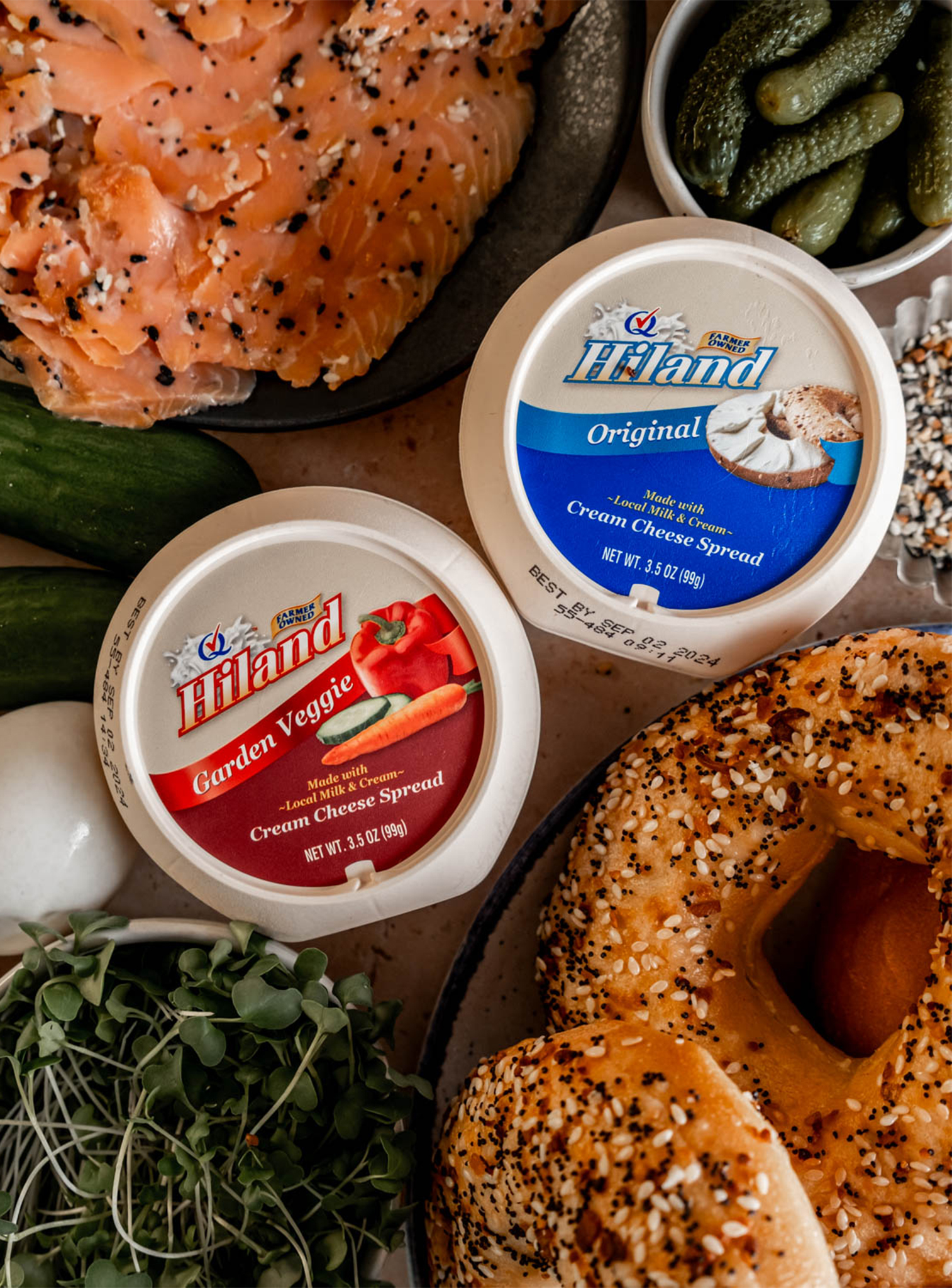 Hiland Dairy Cream Cheese Original and Garden Veggie