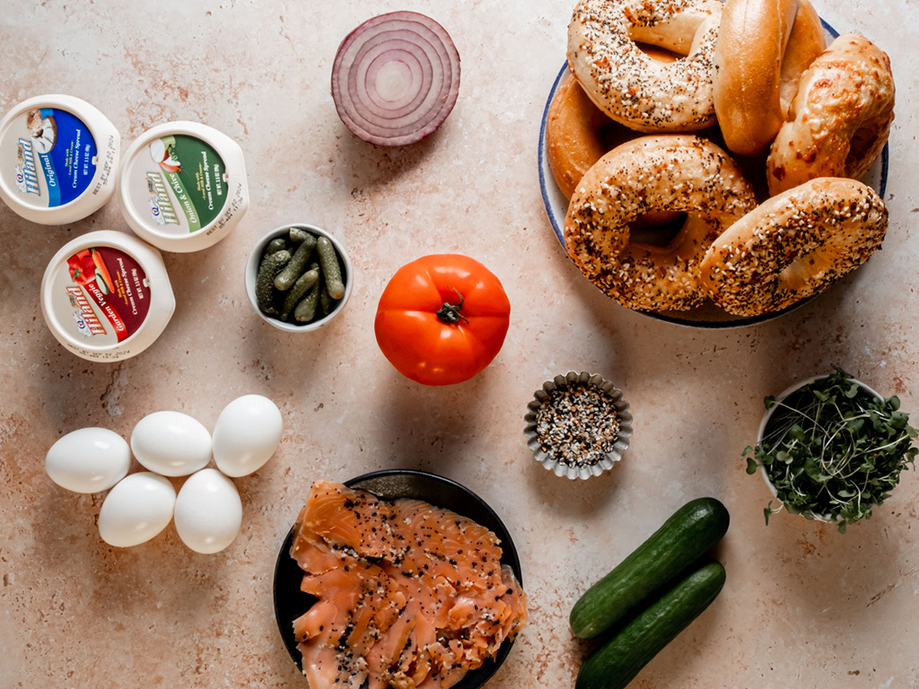 Ingredients for a Bagel Board