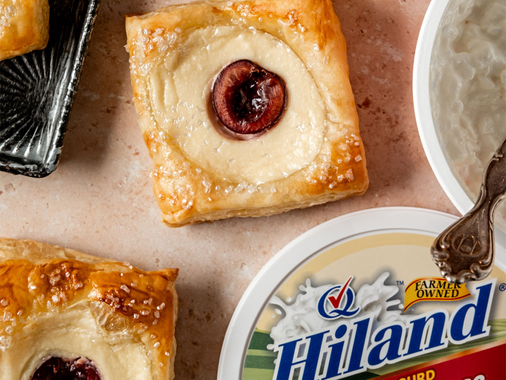 close up of Cottage Cheese Pastries with Cherries