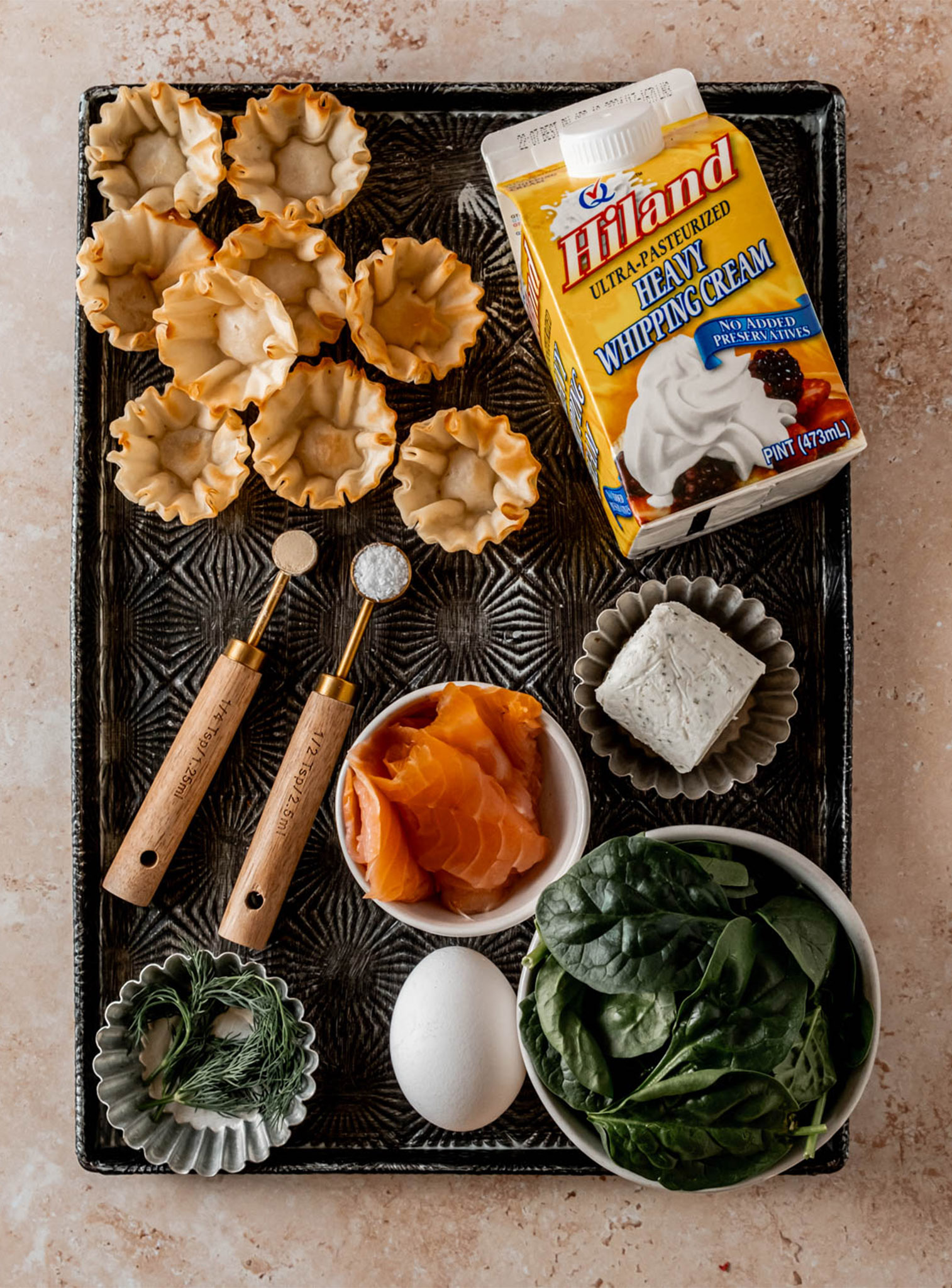 Ingredients for Salmon and Goat Cheese Tartlets