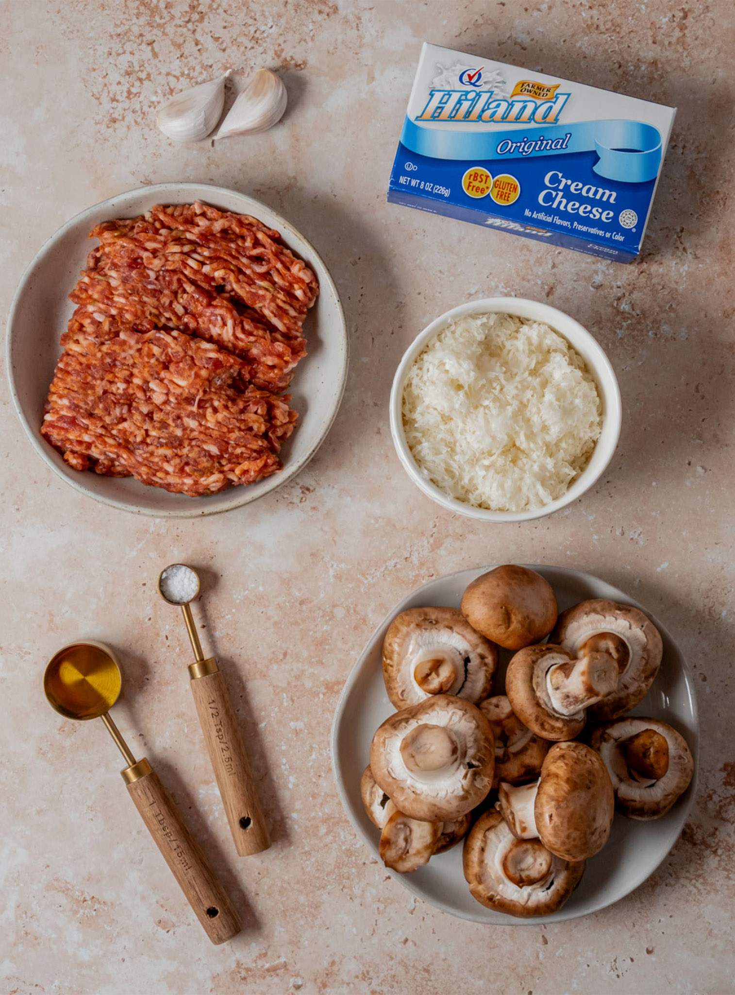 Ingredients for Sausage Stuffed Mushrooms